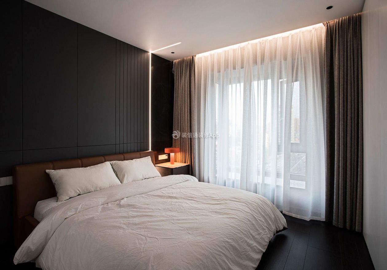 成都118平现代简约卧室窗帘设计效果图