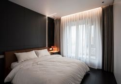成都118平现代简约卧室窗帘设计效果图