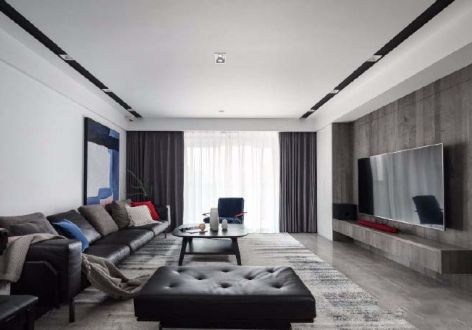 蓝岸丽舍现代风格123平米三居室装修案例