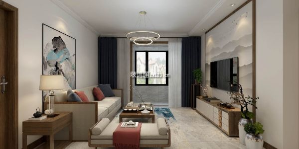 朗润园119㎡三居室新中式风格装修案例