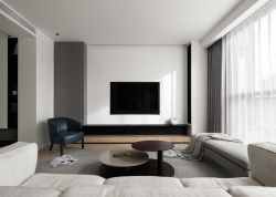 2022成都现代简约客厅嵌入式电视墙设计图