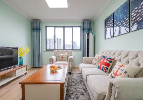 蓝村小区93㎡平米现代美式风格三居室装修案例