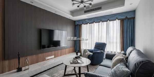 岚湾·正荣府现代风格113平米三居室设计效果图案例