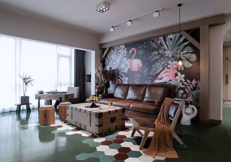 南山协信天骄城混搭风格169平米三居室设计效果图案例