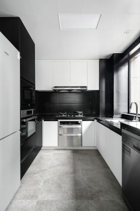 黑白厨房装修效果图 简约厨房装修设计
