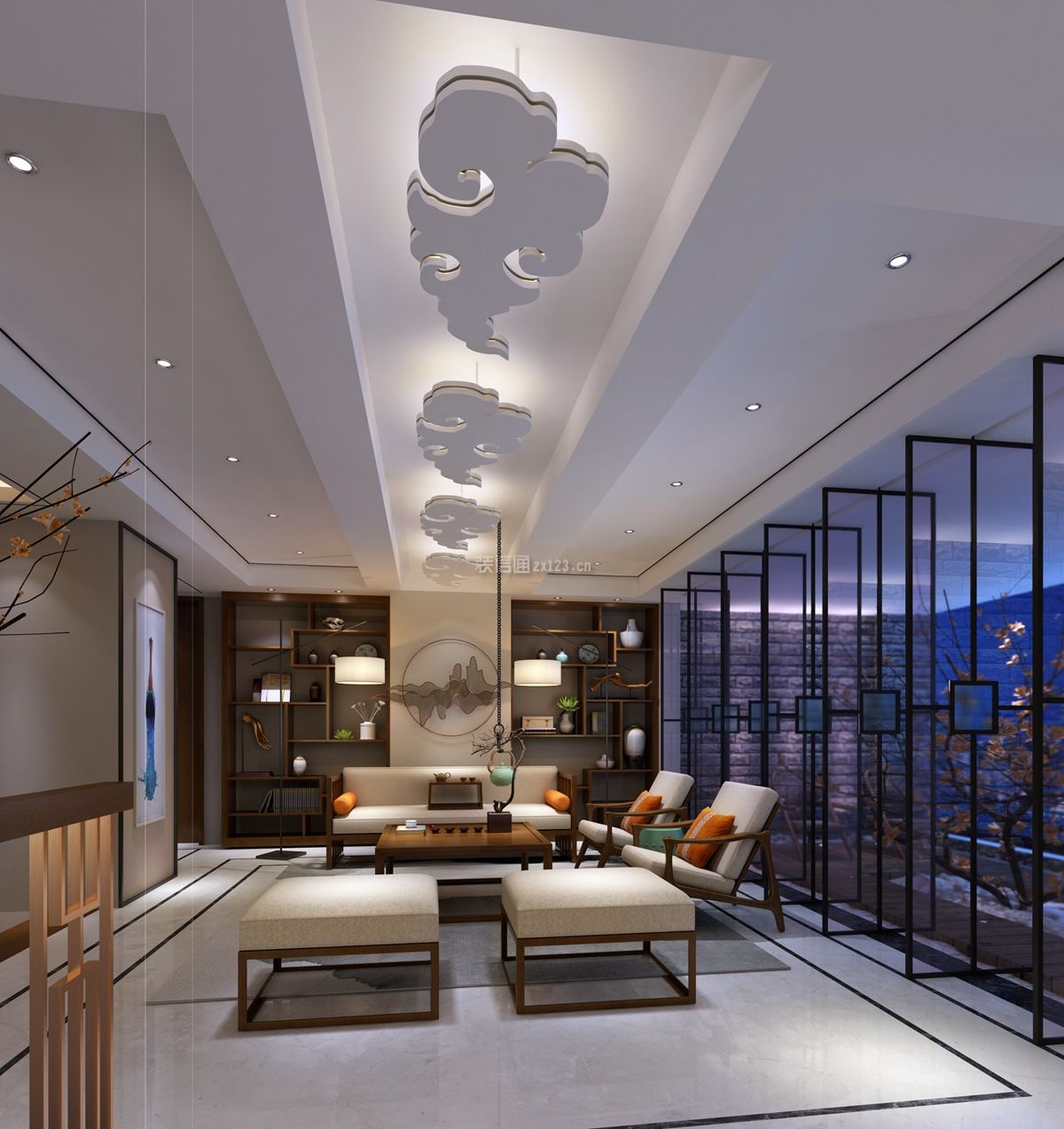 吉安菩提苑别墅中式风格500平米设计方案 中式风格客厅家具_装信通网