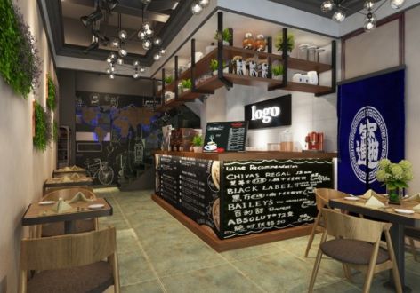 100平米工业风格咖啡厅装修案例