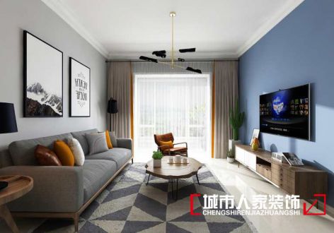 光明海上海90平现代简约三居室装修案例