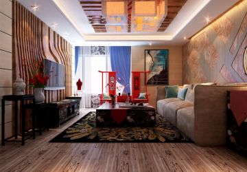 恒大悦珑湾128平米中式风格三居室装修案例
