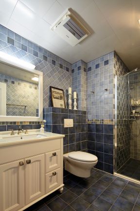 现代美式卫生间装修效果图 卫生间墙面瓷砖贴图 卫生间墙砖效果图大全