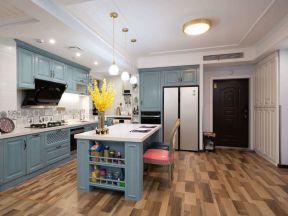 现代美式风格开放式厨房橱柜装修效果图