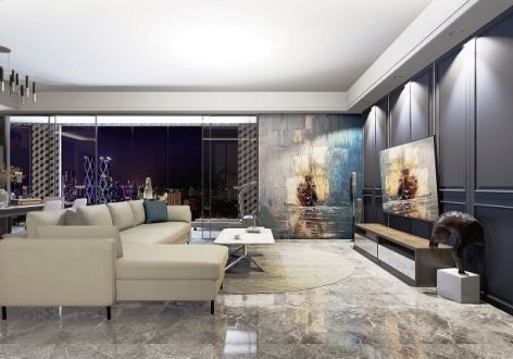 亿海盛都135㎡三居室现代风格装修案例