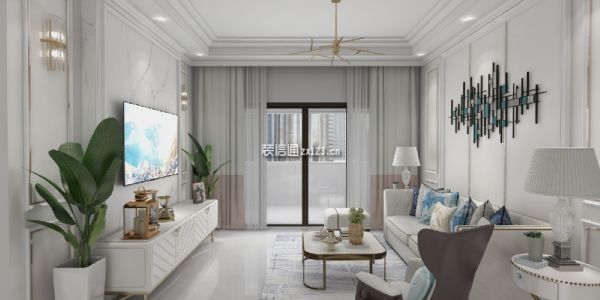 时代香海彼岸117平米混搭轻奢风格三居室装修案例