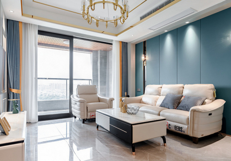 海伦国际现代风格106平米三居室设计效果图案例