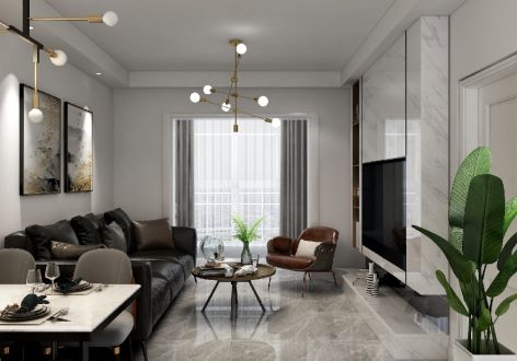国际新城78平现代简约二居室装修案例