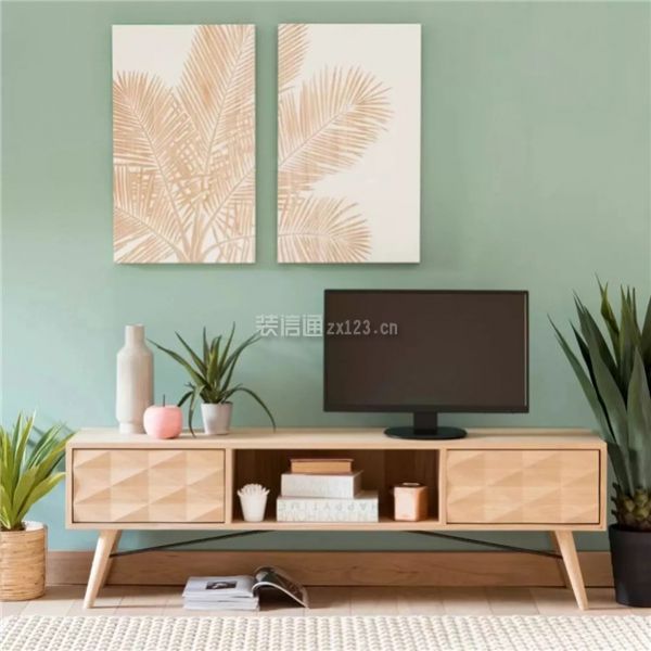 电视背景墙薄荷绿设计
