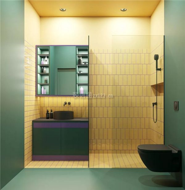 卫生间金色瓷砖装修效果图