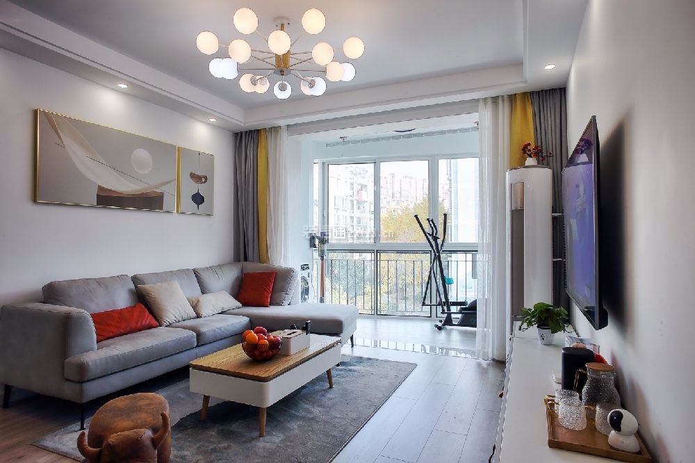 荆门高盛国际北欧风格95平米设计方案 客厅沙发装修效果图大全