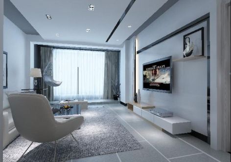 轩苑尚城现代风格123平米三居室装修案例