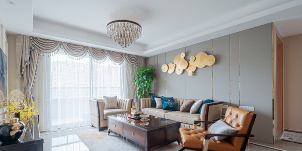 龙盛春城美式风格121平米三居室装修设计图案例