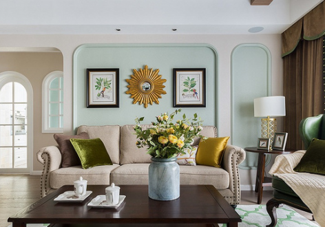 奥园·翡翠岚都美式风格106平米三居室设计效果图案例