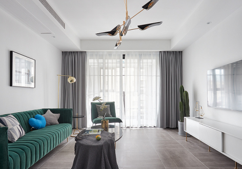 恒大翡翠华庭美式风格85平米三居室设计效果图案例