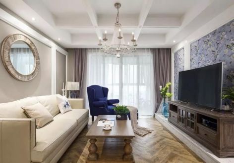 傲海星城美式风格102平米三居室装修案例