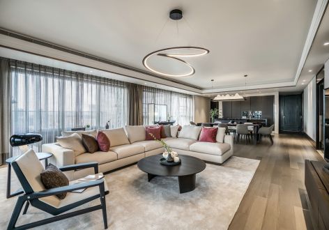 鲁商蓝岸国际新中式风格220平米四居室装修案例
