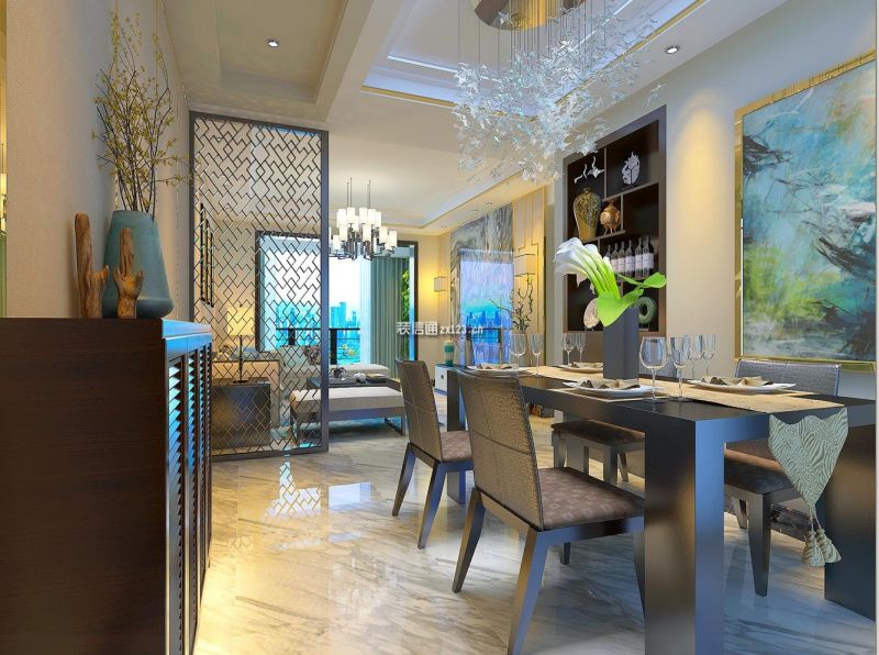 盛达公馆150平三居室简约风格装修案例