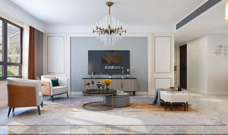龙湖春江郦城简美风格126平米装修效果图案例