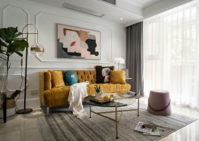 黄色沙发效果图 现代欧式客厅效果图