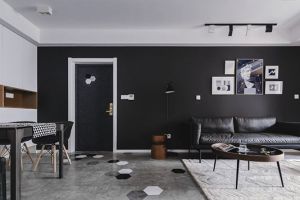 [成都安家怡居装饰]黑色沙发背景墙，小户型装修很实用