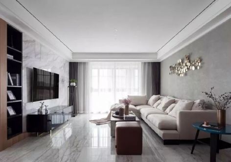 中环国际简约风格145平米三居室设计效果图案例