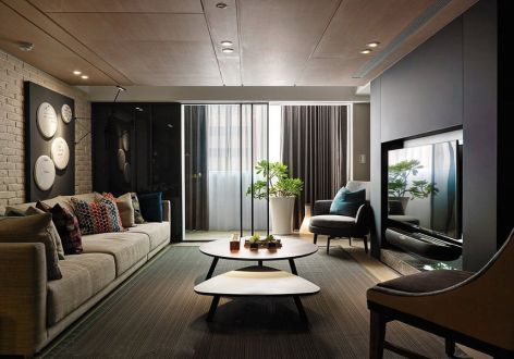 阳光美地现代风格132平米三居室装修案例