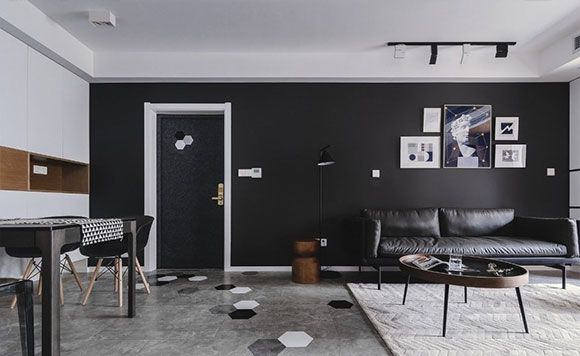 [成都安家怡居装饰]黑色沙发背景墙,小户型装修很实用