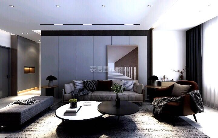 现代简约客厅装修吊顶 现代简约客厅沙发背景画效果图