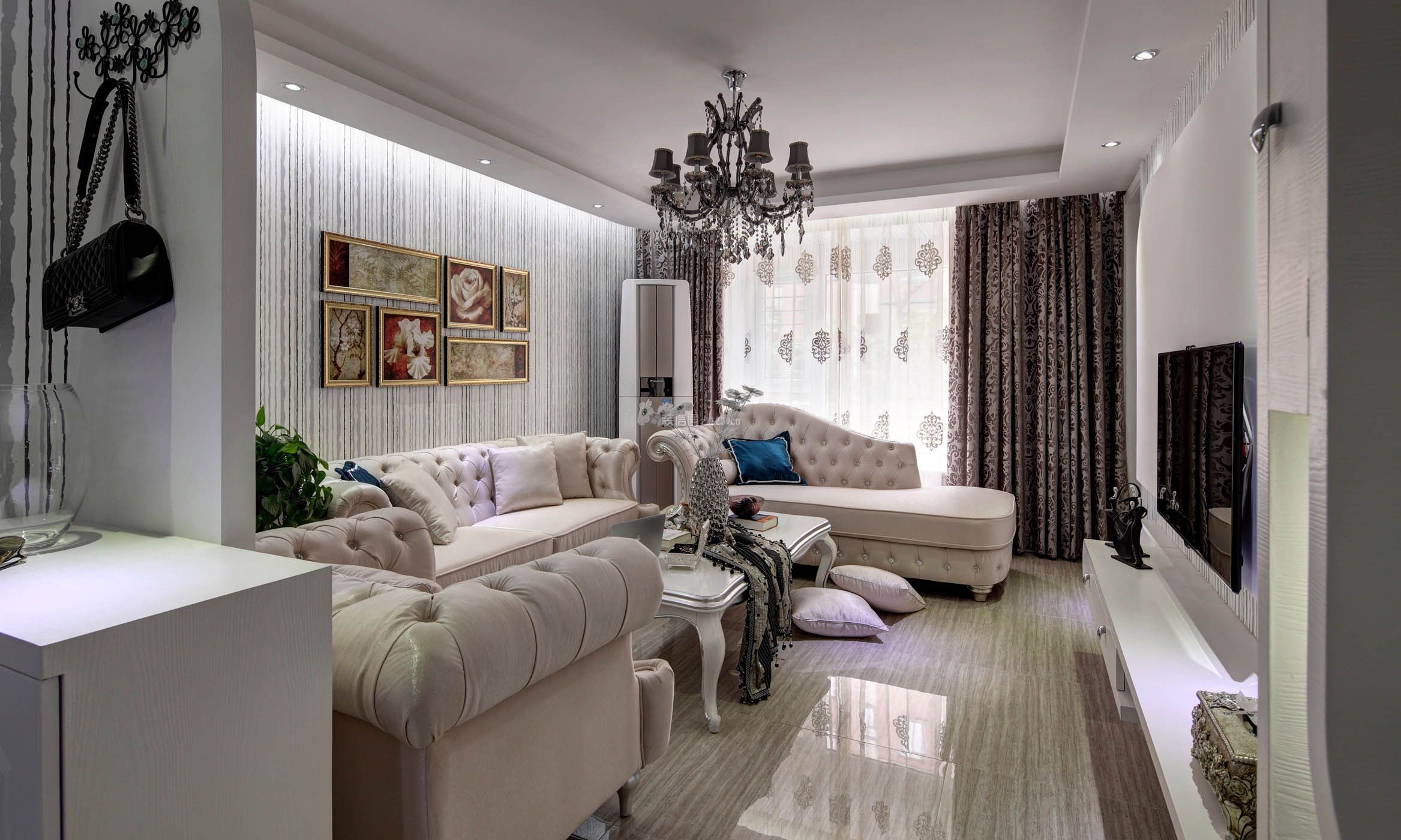 水岸国际简欧风格146平米三室两厅装修案例