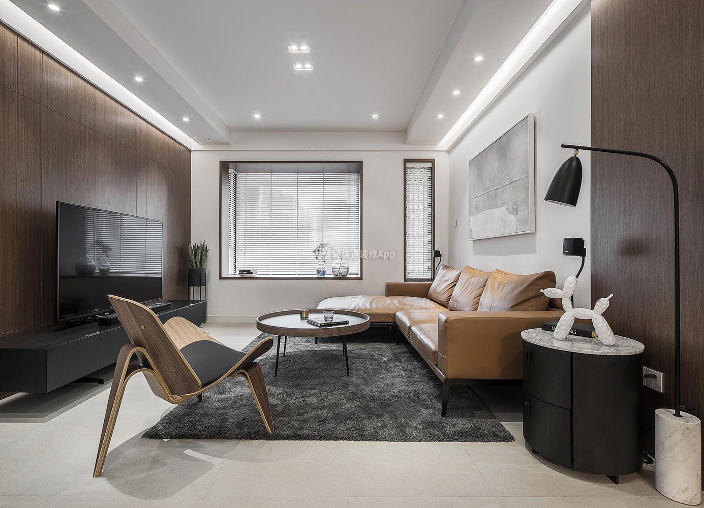 2023现代风格客厅转角布艺沙发装修效果图_装信通网效果图
