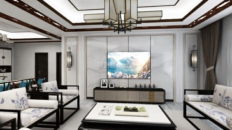 新中式客厅窗帘 新中式客厅的装修效果图 