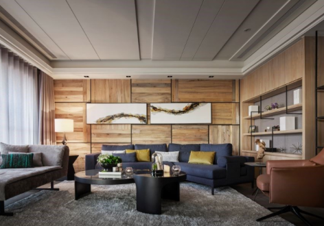 金龙星岛国际现代风格123平米三居室装修设计图案例