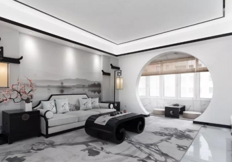 金科博翠山新中式风格122平米三室设计效果图案例