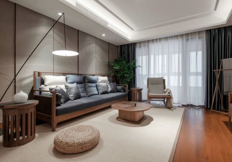 国贸信隆城新中式风格115平米三居室装修案例