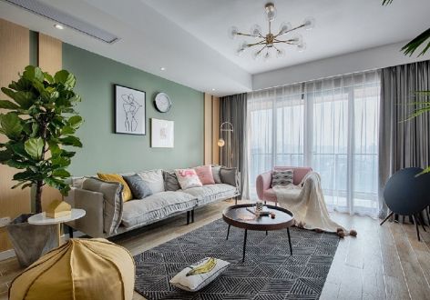 蓝润千里江城北欧风格140平米三居室设计效果图案例