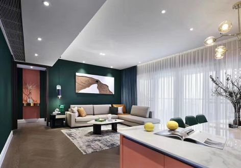 龙湖汇景豪庭114㎡三居室现代风格装修案例