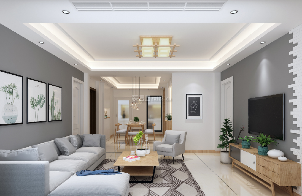 邢台中兴绿谷日式风格90平米装修效果图案例_邢台星艺装饰装修设计