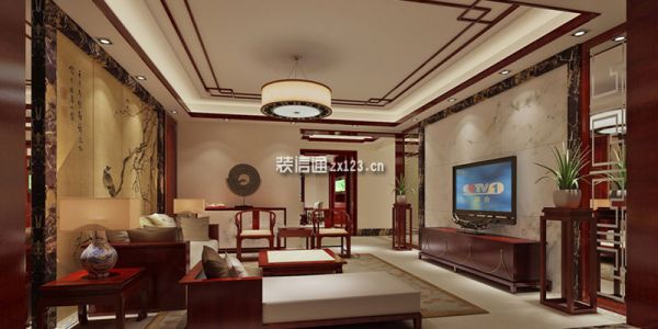 红豆香江豪庭中式风格126㎡设计方案