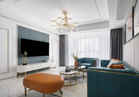 明耀国际111平米现代轻奢风格三居室装修案例