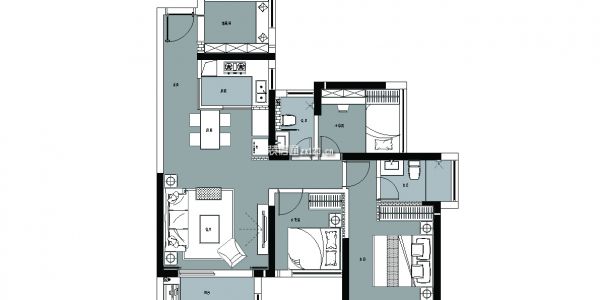欧城国际公寓现代风格98㎡设计方案