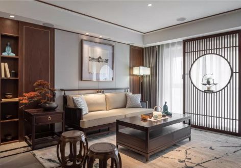 阳光领域146㎡四居室新中式风格装修案例