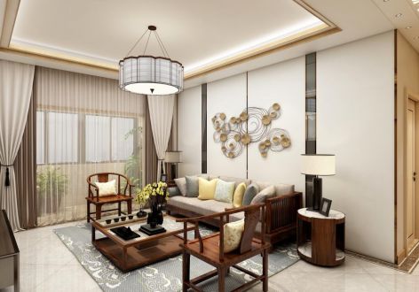 长治淮海小区新中式风格135平米三居室装修案例